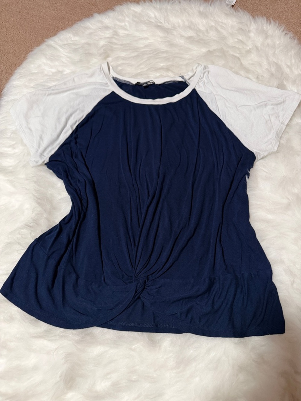 Ambiance Navy Body with White Raglan Sleeves Short Sleeve Tee